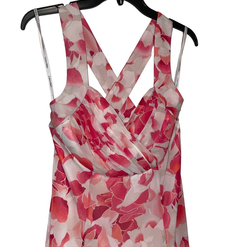 CALVIN KLEIN Women's Floral Strappy-Back Gown Pink, Size 6 - Picture 3 of 10